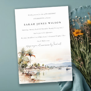Montego Bay Jamaica Watercolor Landscape Birthday Invitation