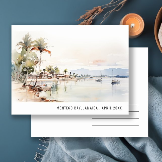 Montego Bay Jamaica Watercolor Landscape Travel Postcard (Creator Uploaded)