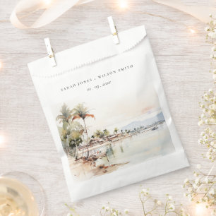 Montego Bay Jamaica Watercolor Landscape Wedding Favour Bag