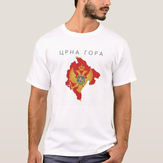 montenegro country flag map shape symbol T-Shirt (Front)