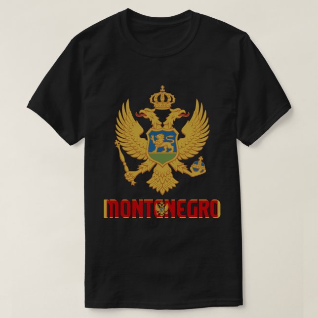 Montenegro Flag and Coat Of Arms Patriotic T-Shirt (Design Front)