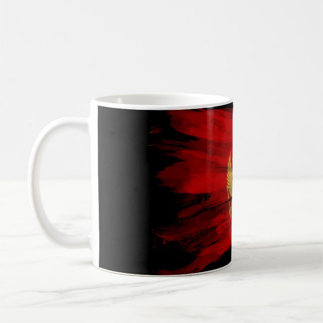 Montenegro flag brush stroke, national flag coffee mug (Left)