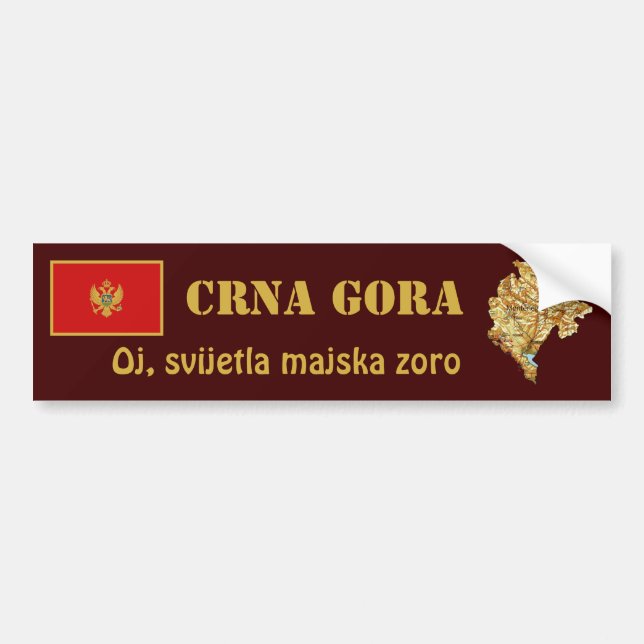 Montenegro Flag + Map Bumper Sticker (Front)