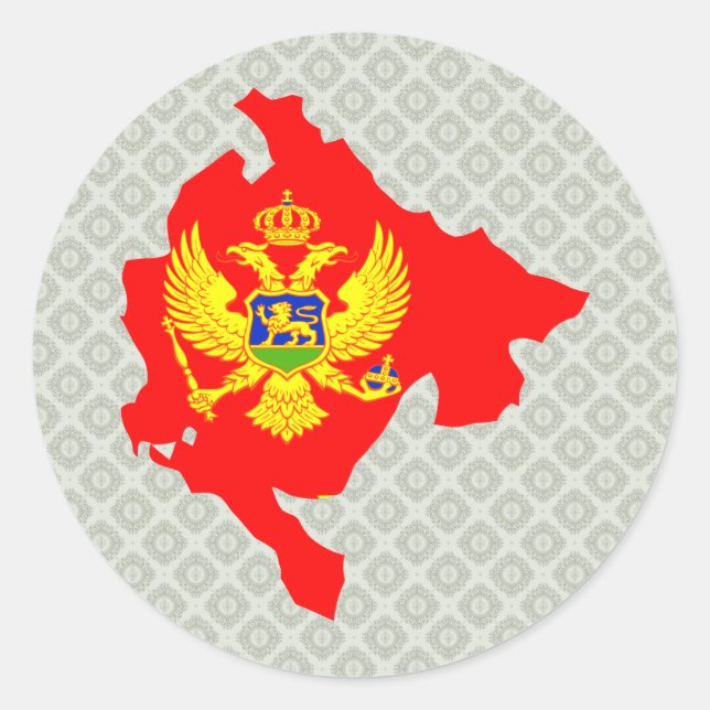 Montenegro Flag Map full size Classic Round Sticker (Front)