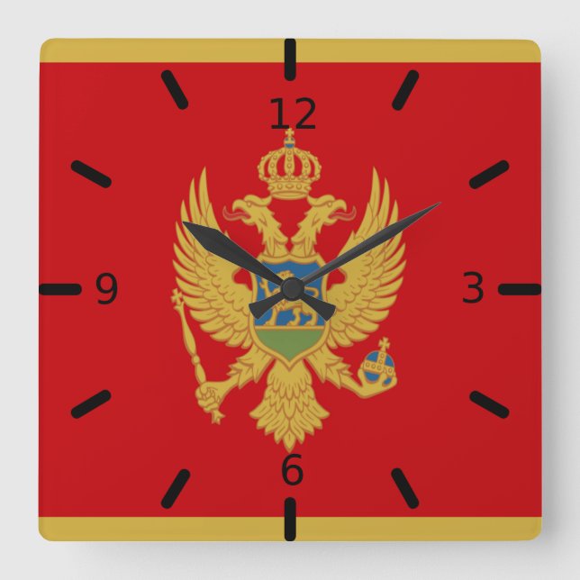 Montenegro flag square wall clock (Front)