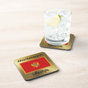 Montenegro Flag+Text Coaster