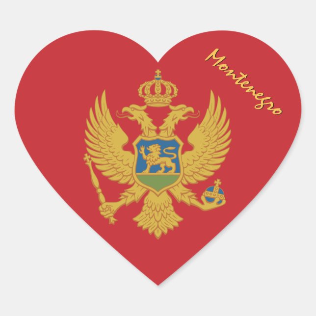 Montenegro Heart Sticker, Patriots Montenegro Flag Sticker (Front)