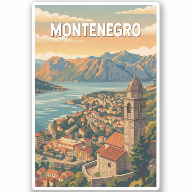 Montenegro Illustration Travel Art Vintage (Front)