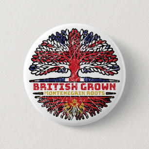 Montenegro Montenegrin British UK Tree Roots Flag 6 Cm Round Badge
