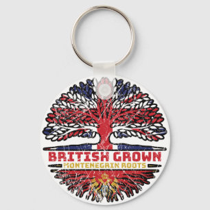 Montenegro Montenegrin British UK Tree Roots Flag Key Ring