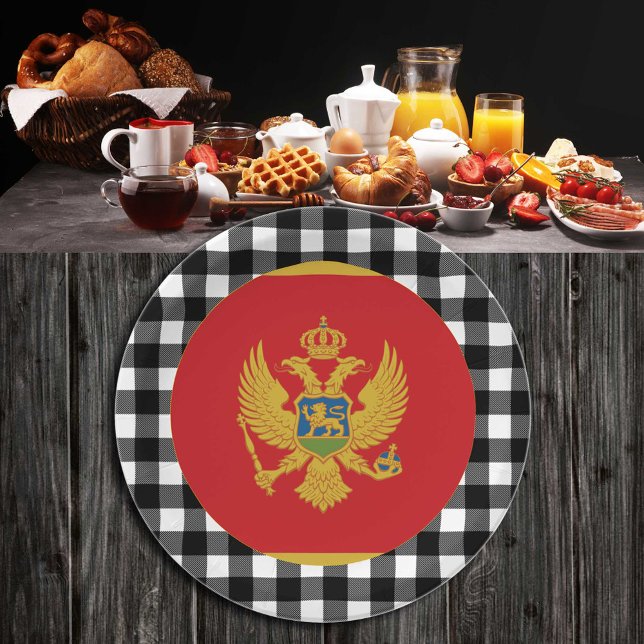 Montenegro Plate, elegant buffalo plaid &  Flag Paper Plate (Creator Uploaded)
