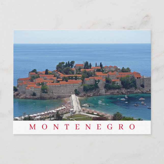 Montenegro Sveti Stefan panoramic view postcard (Front)