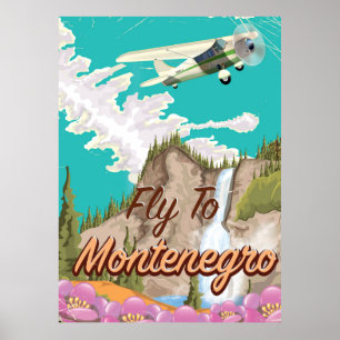 Montenegro vintage flight travel poster