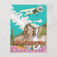 Montenegro vintage flight travel poster