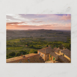 Montepulciano Italy Landscape, Vineyards and Homes Postcard