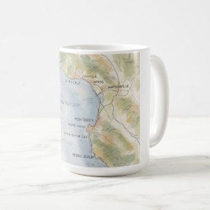 Monterey Bay California Regional Map Coffee Mug