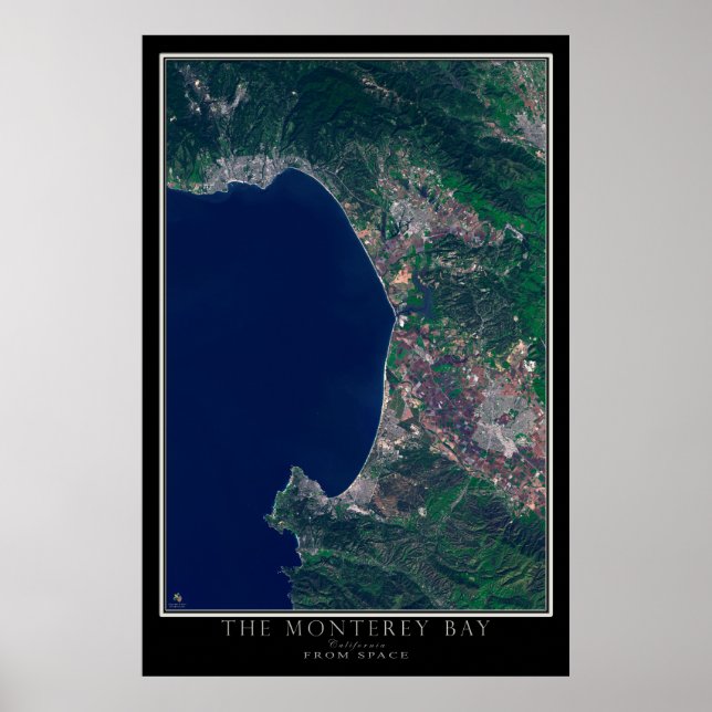 Monterey Bay California Satellite Poster Map (Front)
