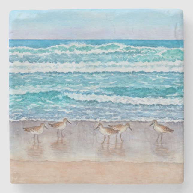 Monterey Bay Sandpipers Stone Coaster (Front)