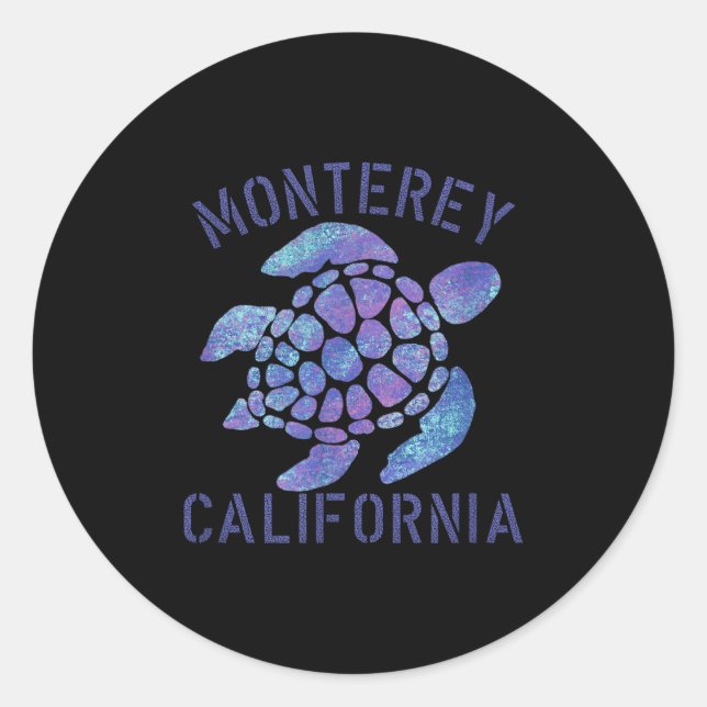 Monterey, Ca Beach Design _ Tribal Turtle Gift  Classic Round Sticker (Front)