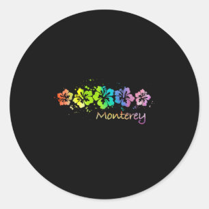 Monterey, Ca Watercolor Beach & Surf Classic Round Sticker