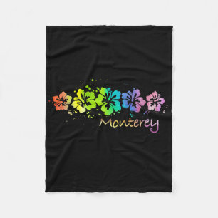 Monterey, Ca Watercolor Beach & Surf Fleece Blanket