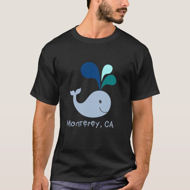 Monterey California Cute Whale Lover Cartoon T-Shirt (Front)