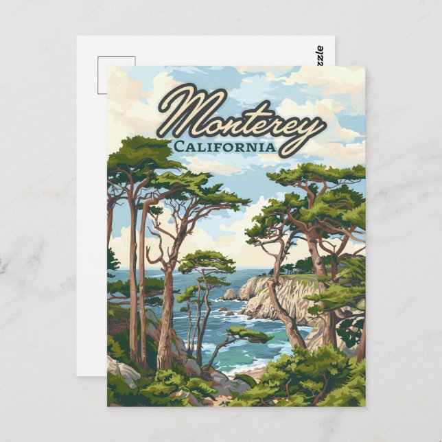 Monterey California Cypress Trees Ocean Coast Postcard (Front/Back)