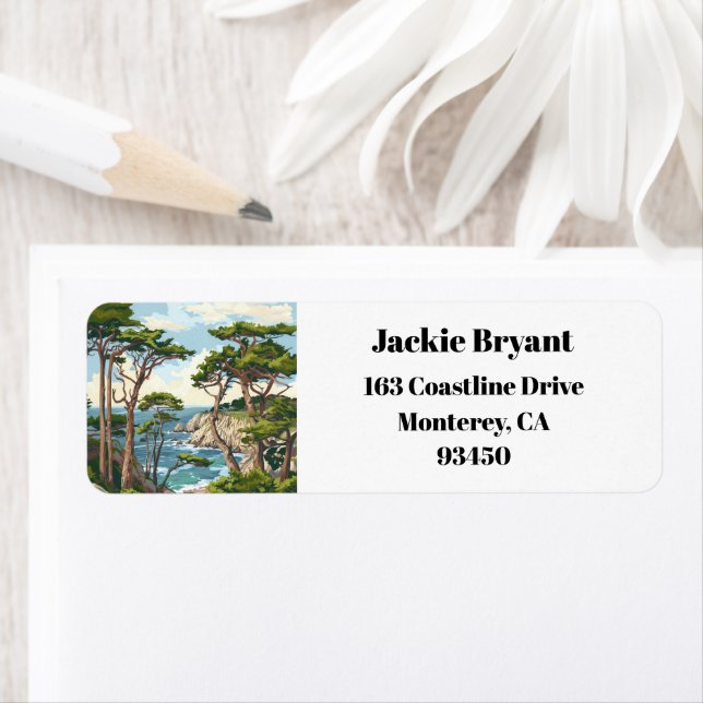 Monterey California Cypress Trees Return Address  Label (Insitu)