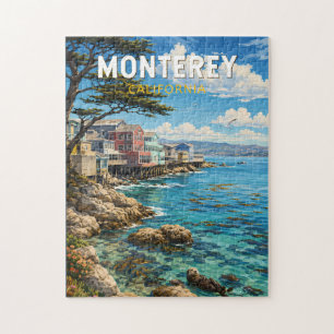 Monterey California Illustration Travel Art Retro Jigsaw Puzzle