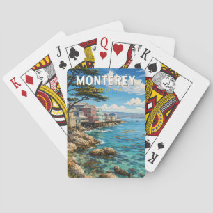 Monterey California Illustration Travel Art Retro Playing Cards