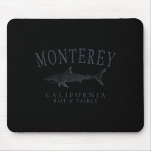 Monterey california shark retro slate art fishing mouse pad