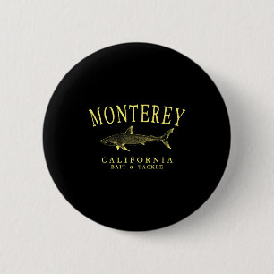 Monterey california shark retro yellow art fishing 6 cm round badge