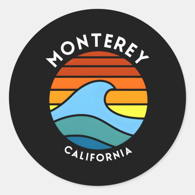 Monterey California Wave Classic Round Sticker (Front)