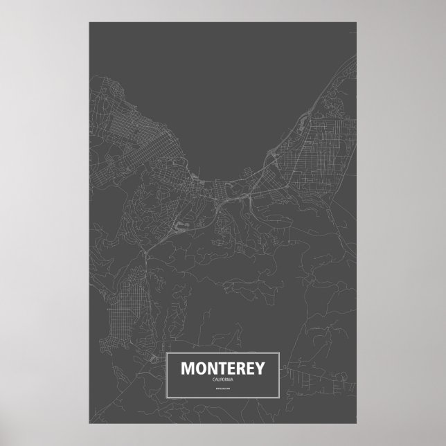 Monterey, California (white on black) Poster (Front)
