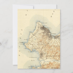 Monterey Carmel-by-the-Sea California Vintage Map Holiday Card