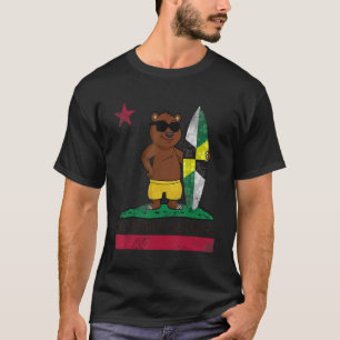 Monterey Flag California Republic Surfer Bear Surf T-Shirt