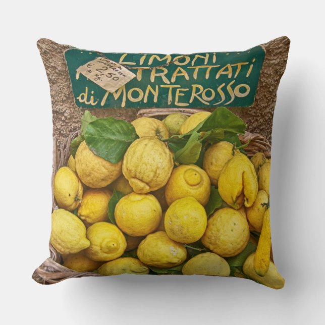 Monterosso Lemons Cotton Throw Pillow (Front)
