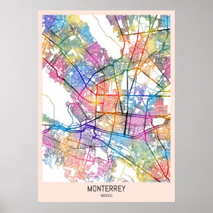 Monterrey Mexico City Map Poster