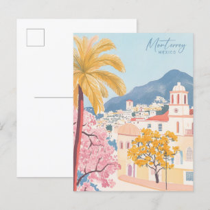Monterrey Mexico Gouache Paint Illustration Travel Postcard