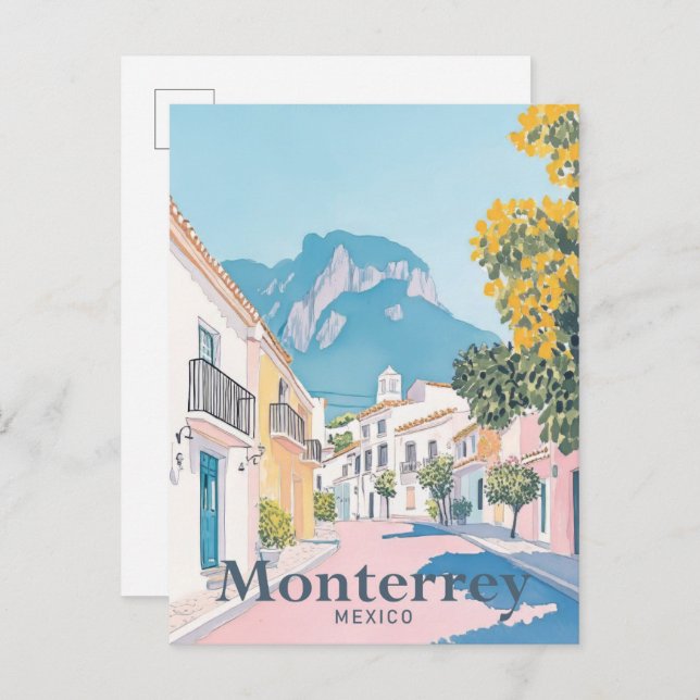 Monterrey Mexico Watercolor Travel Illustration Postcard (Front/Back)
