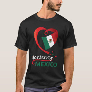 Monterrey Nuevo León Mexico Heart Flag Mexicana Co T-Shirt