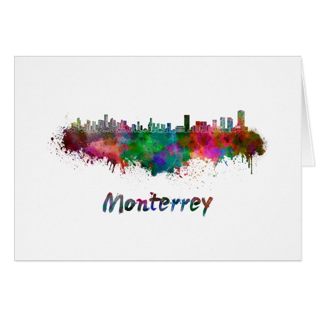 Monterrey skyline in watercolor (Front Horizontal)