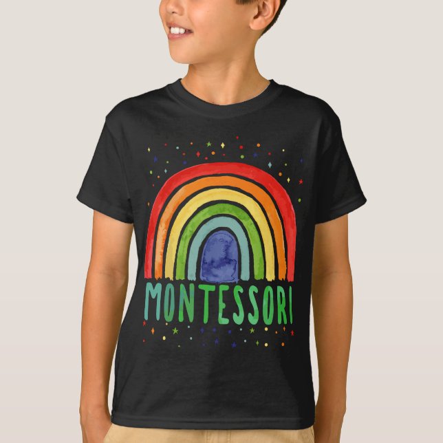 Montessori Rainbow For Montessori Teachers T-Shirt (Front)