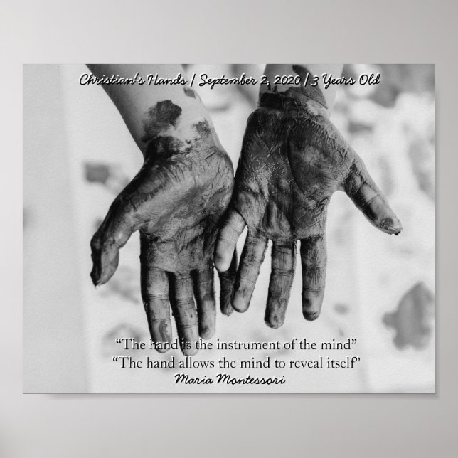 Montessori Sensorial Hands Quote Keepsake Poster (Front)