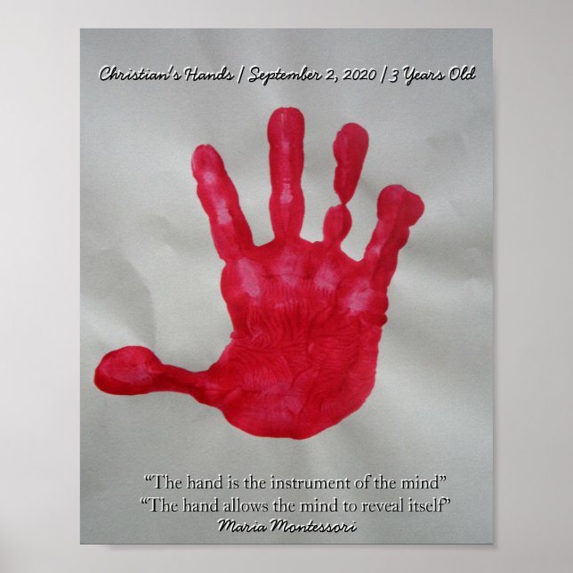 Montessori Sensorial Paint Hand Quote Keepsake Poster (Front)