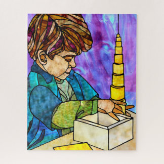 Montessori Yellow Knobless Cylinder Puzzle