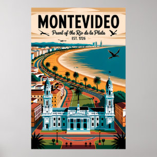 Montevideo Uruguay Retro Travel Poster Art