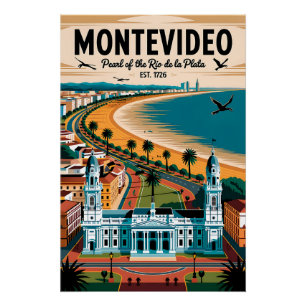 Montevideo Uruguay Retro Travel Poster Art