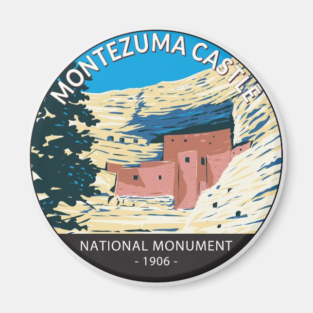 Montezuma Castle National Monument Arizona Vintage Magnet (Front)