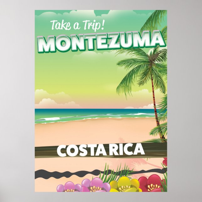 Montezuma Costa Rica beach travel poster (Front)
